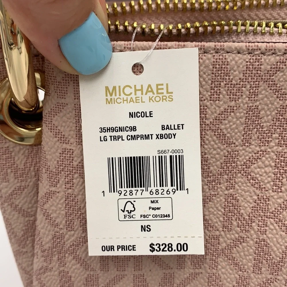 MICHAEL KORS NICOLE LG TRIPLE COMPARTMENT CROSSBODY - Picture 16 of 16